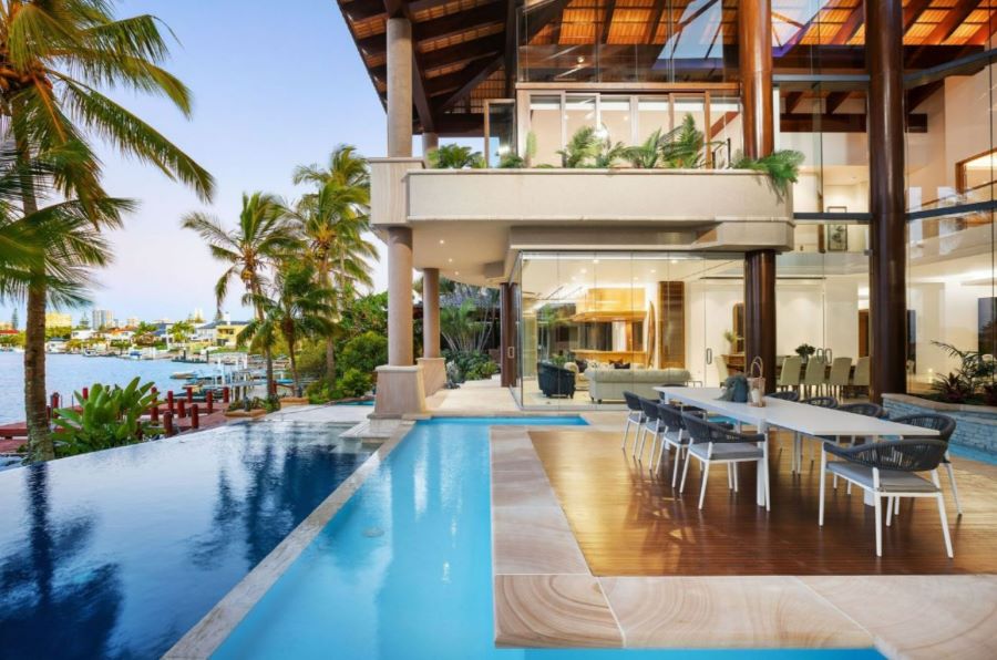 A trophy home for sale on the Gold Coast offers not one but two pools. Photo: Kollosche