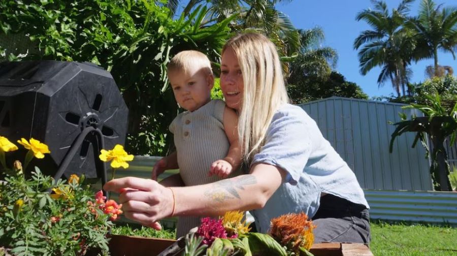 Rosie Dodgson and partner Matthew Smith say the Capricorn Coast is "perfect" for their young family.