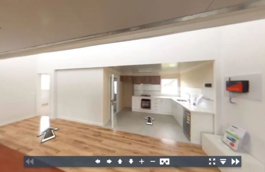A screenshot from the VR display used by kit home supplier iBuild Building Solutions in place of display homes.