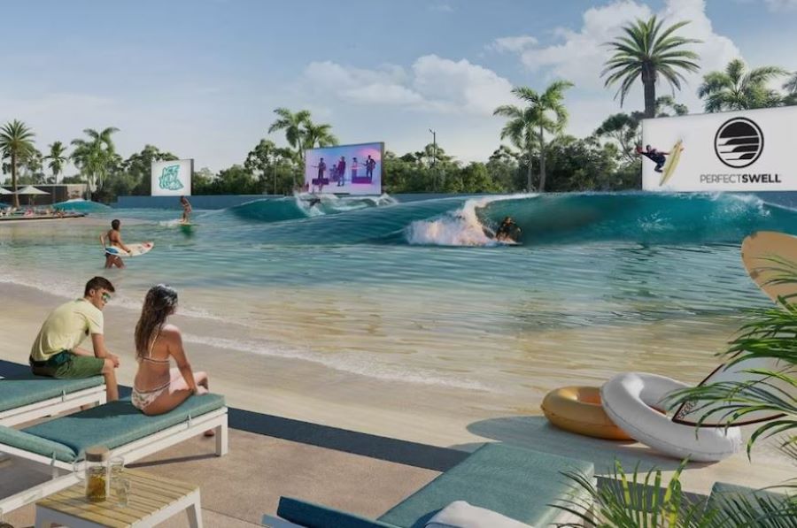 An artist's impression of the wave pool that is being constructed on Steve Irwin Way at Glenview.