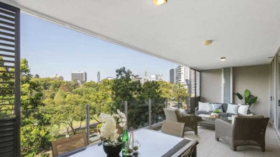 The north-facing property at 6009/6 Parkland Boulevard, Brisbane City looks directly out over Roma Street Parklands.